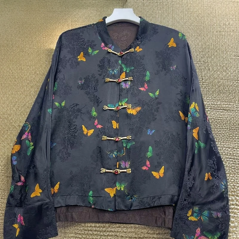 【蝶舞】女装国风新款时尚双面穿百搭复古盘扣休闲气质上衣外套8116