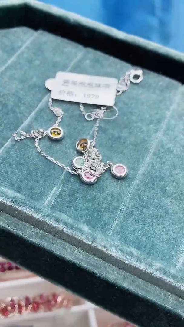 银S925镶嵌项链碧玺090ZB1107产品一个