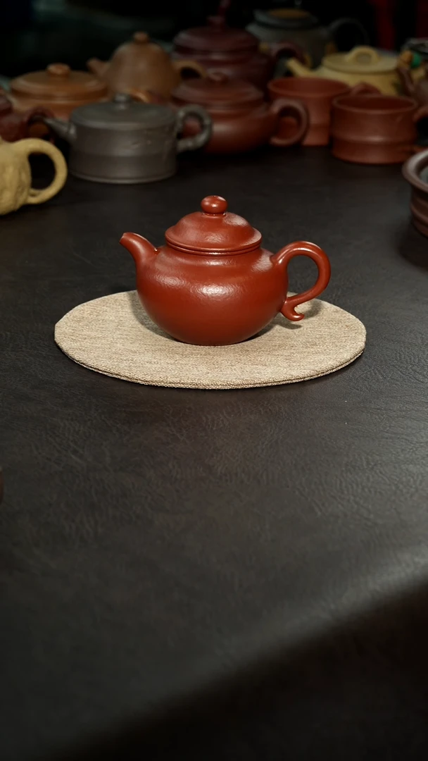 茶壶紫砂01莲子壶，汪达明全手工，大红袍200cc