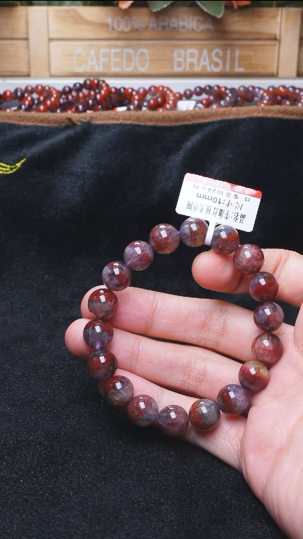 未镶嵌手链水晶L089牛血红极光单圈10mm
