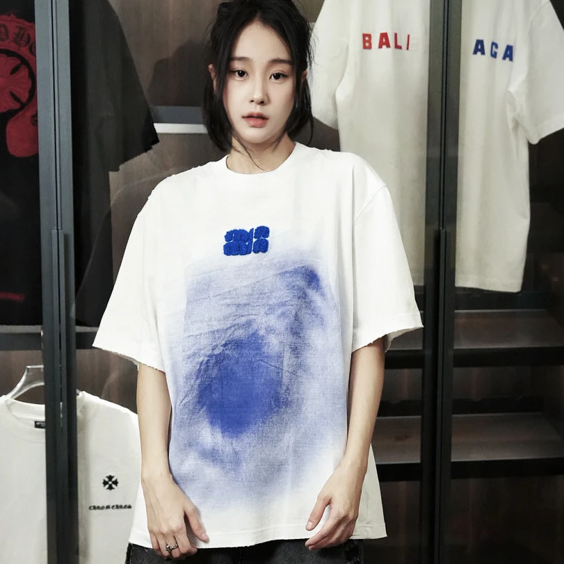 320克重磅新款夏季潮牌T恤重磅短袖宽松百搭字母绣花半袖上衣
