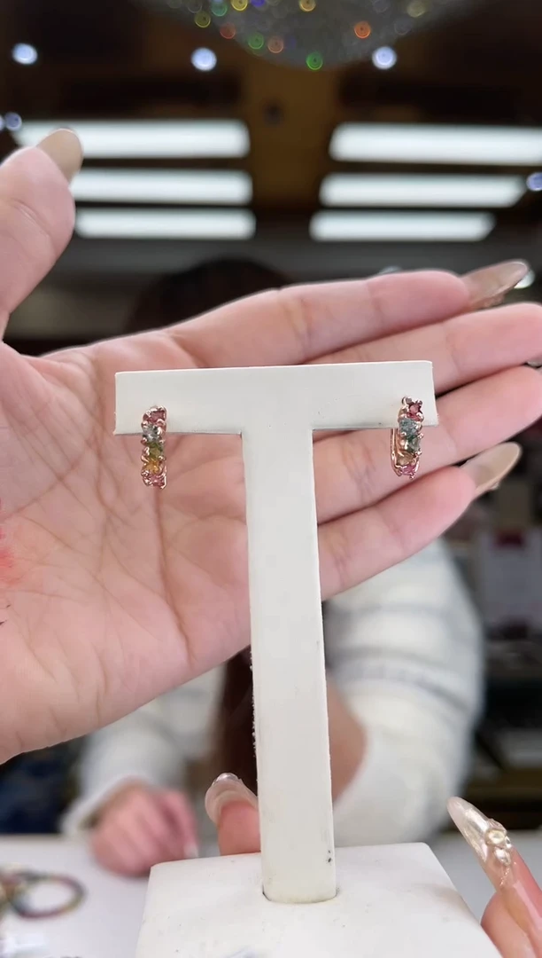 【闪购商品】碧玺/银S925镶嵌碧玺耳环多样性发货3