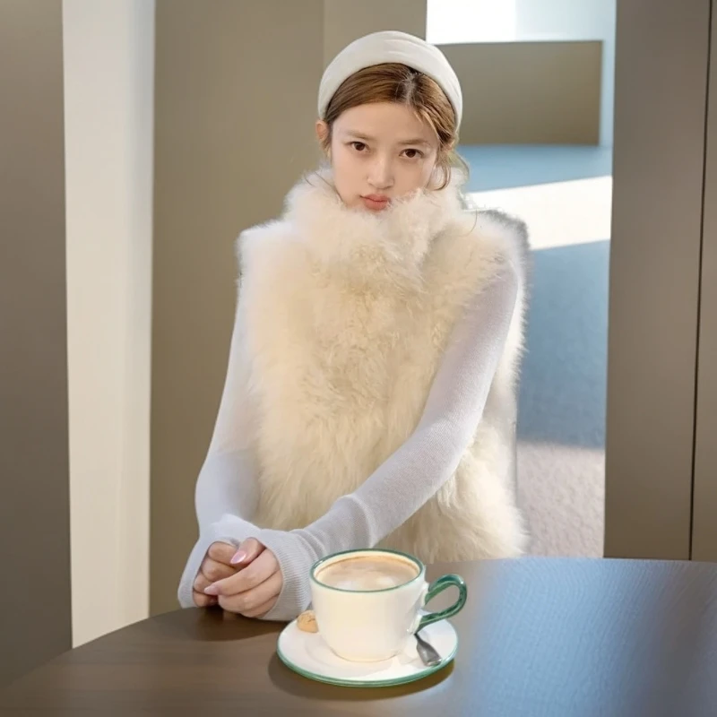 短外套马甲纯色毛领女保暖韩版通用秋冬女冬季