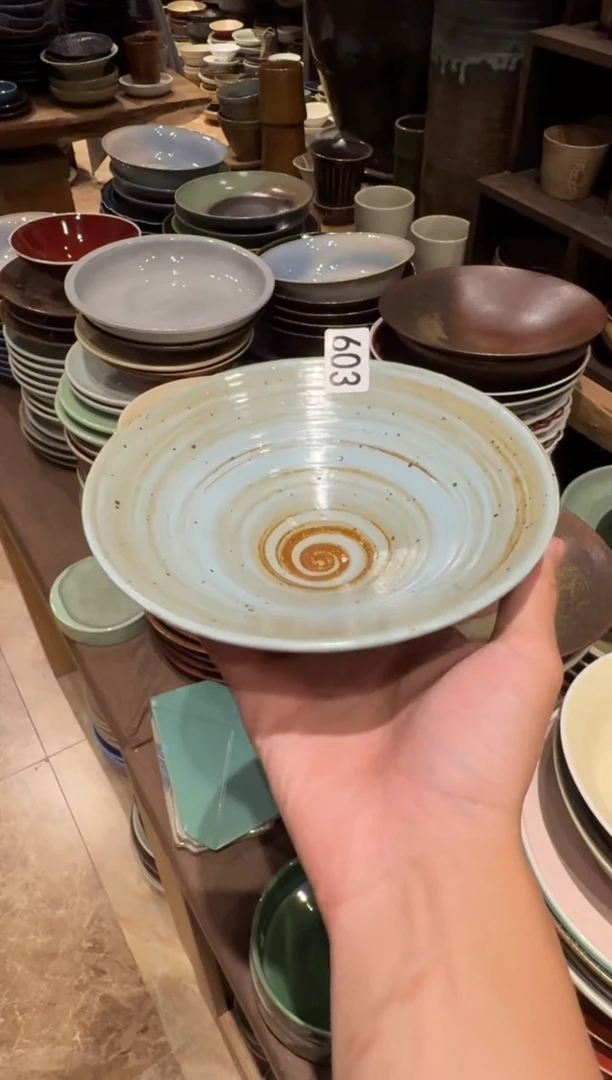 瓷片603 蓝麻点高足斗笠1个