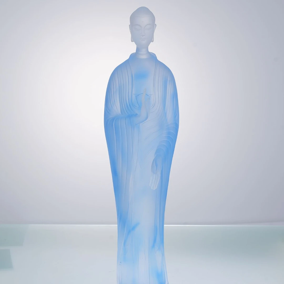 璨石美学【和光同澄】水晶琉璃中式极简纯手工玄关艺术佛像摆件