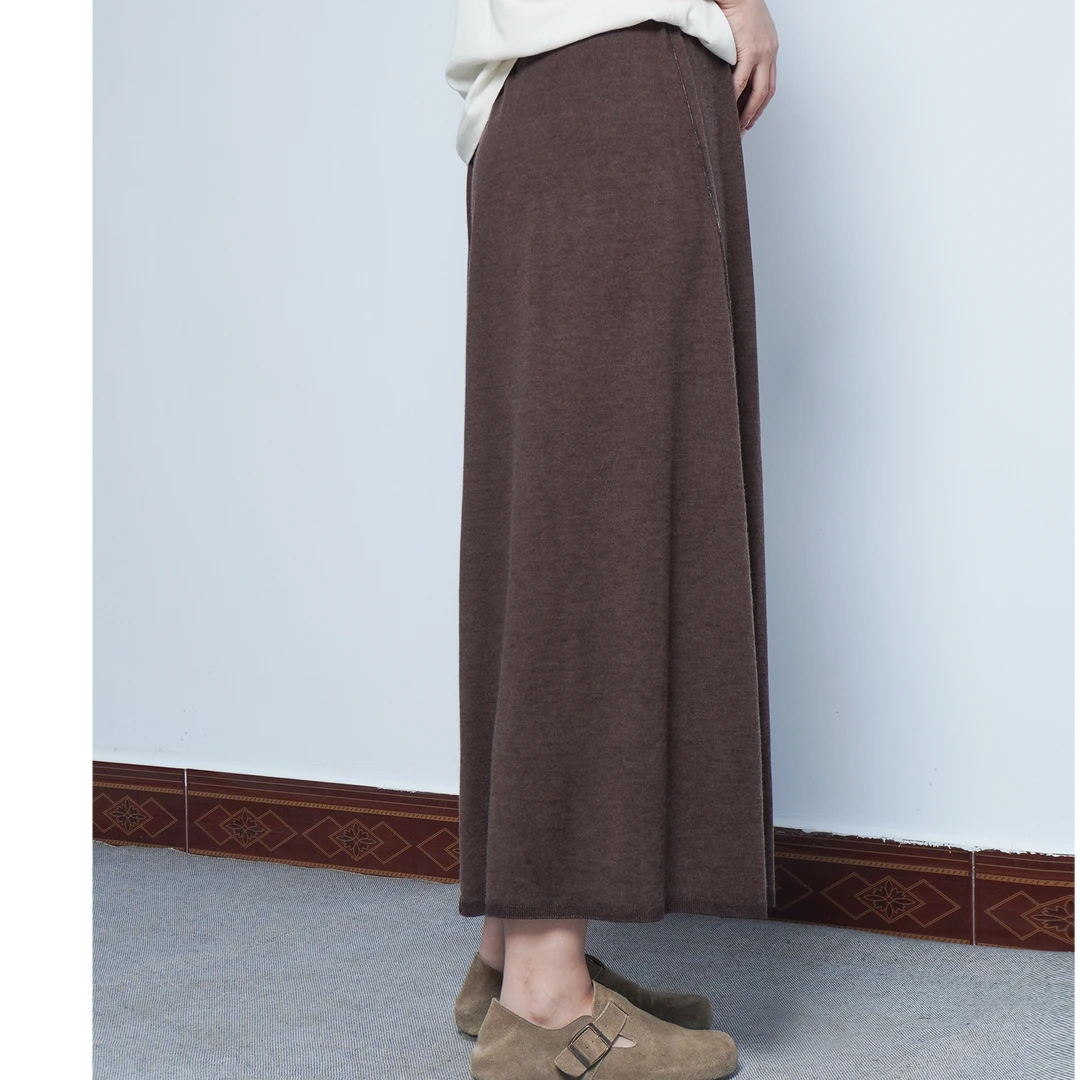 雅比那【印彩半裙】精纺山羊绒超奢印色半裙气质显瘦舒适透气春夏