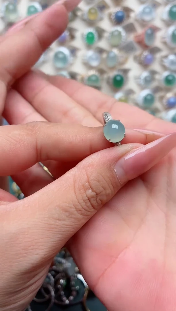 银S925镶嵌戒指翡翠.