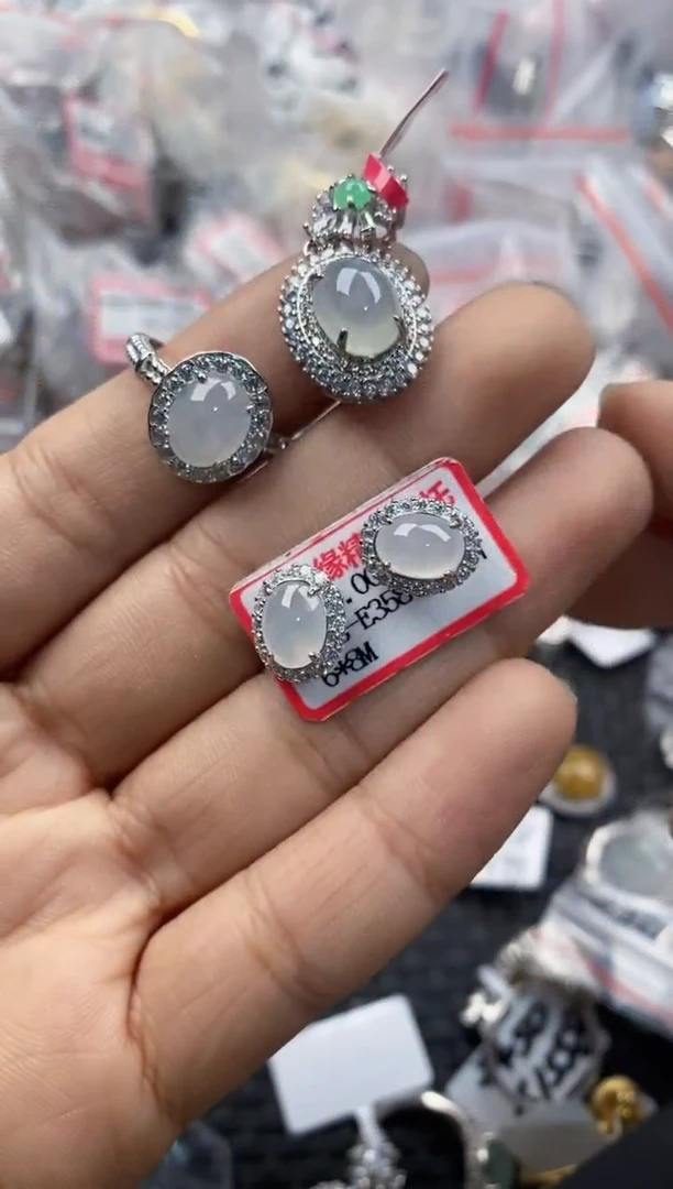 银S925镶嵌戒指翡翠555----9