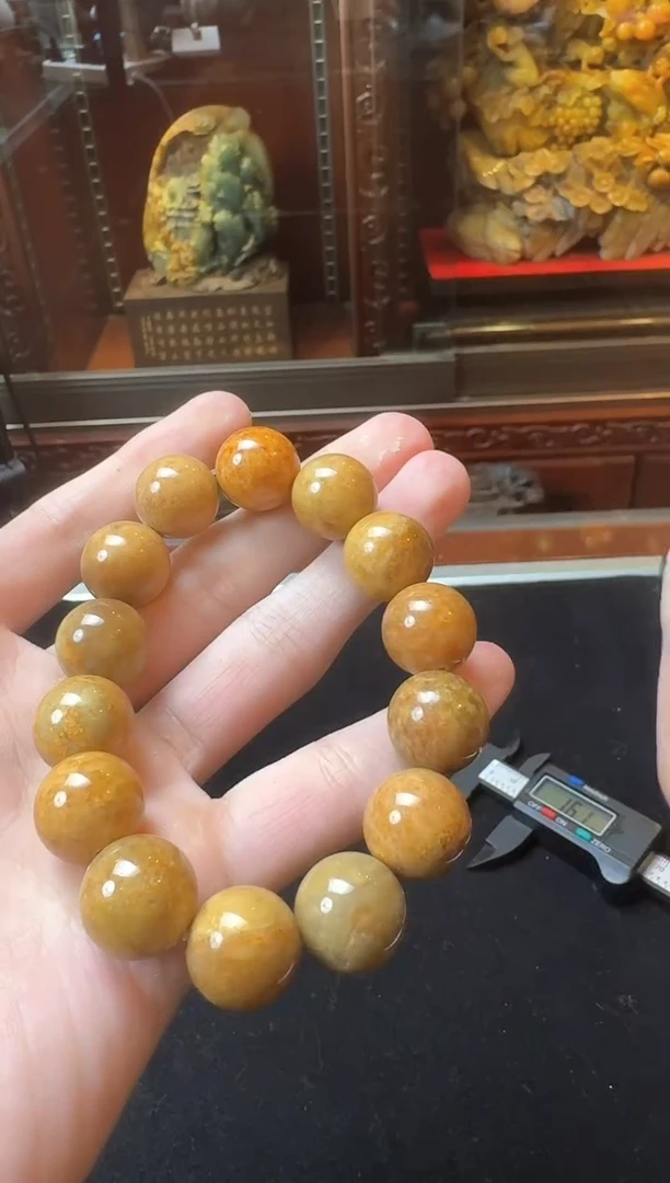 【闪购商品】和田玉手串未镶嵌满金皮可盘戴