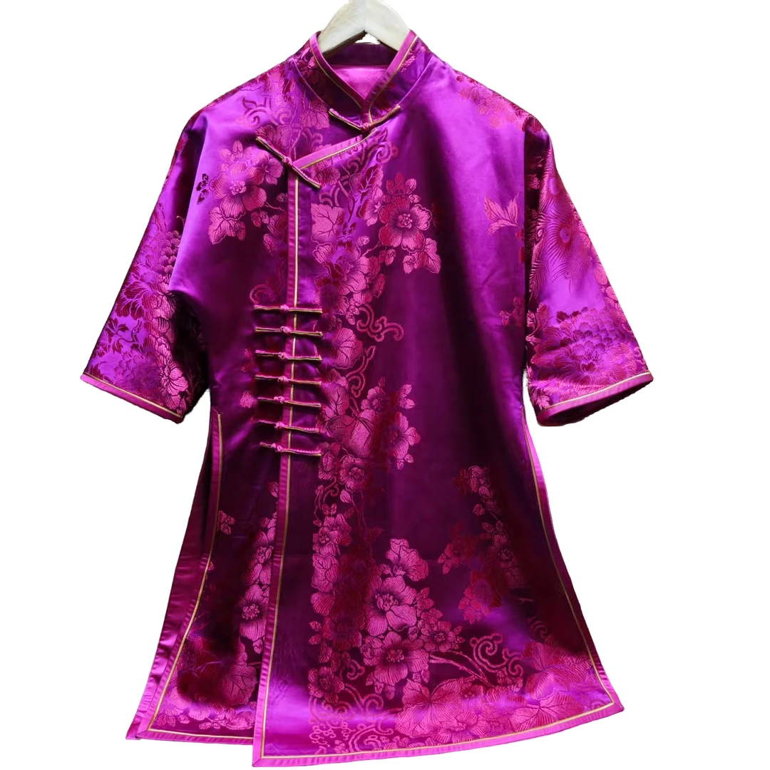 巧兰坊老软缎斜襟姐姐服上衣中长款新中式复古老料