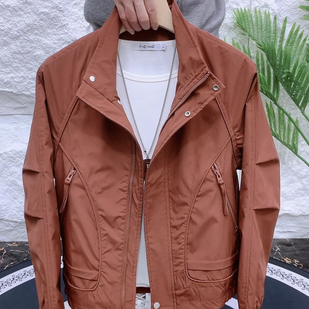 潮流男士休闲显气质百搭帅气韩版修身立领秋冬短款夹克外套298