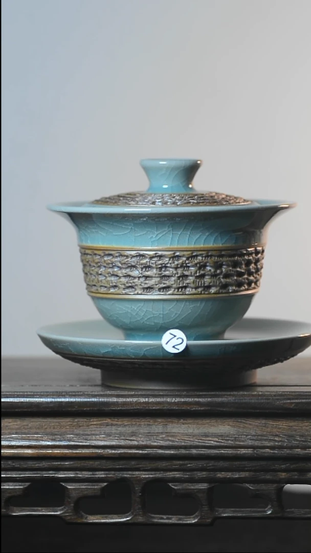 72号三才手工跳刀盖碗清凉寺汝瓷