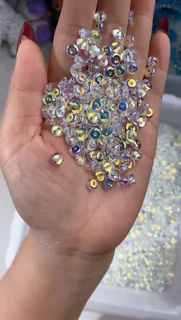 玻璃0216卡6算盘珠150颗白爆闪