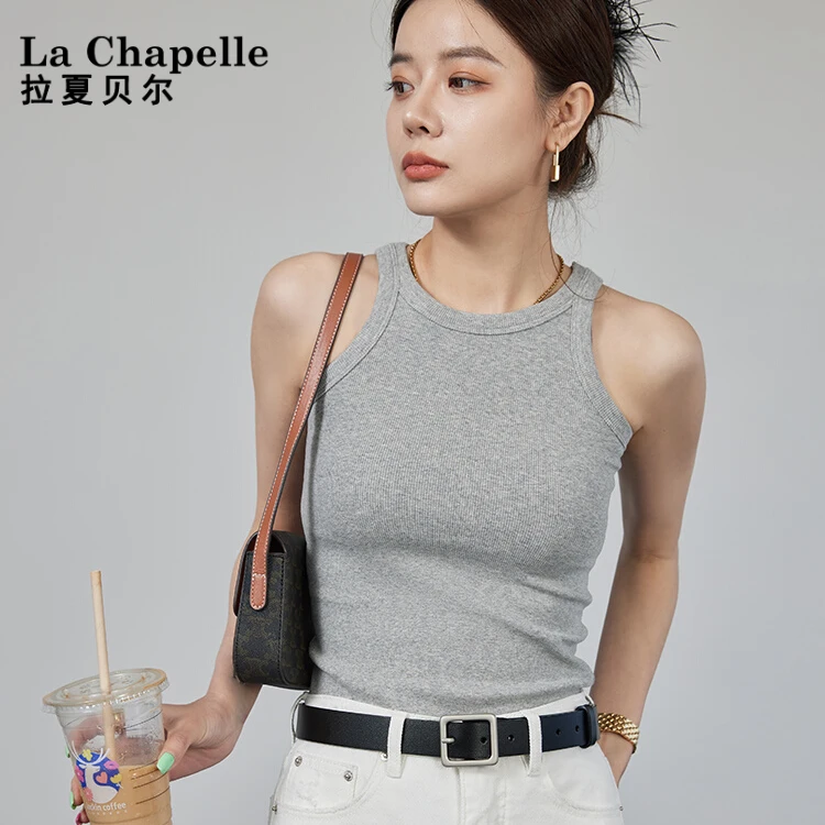 春夏季灰色百搭自带胸垫美式挖肩工字背心女内搭打底外穿吊带上衣