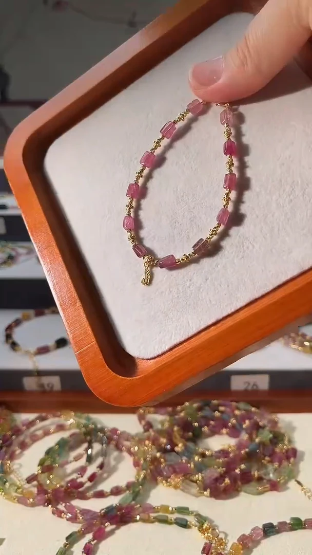 银S925镶嵌手链碧玺6313