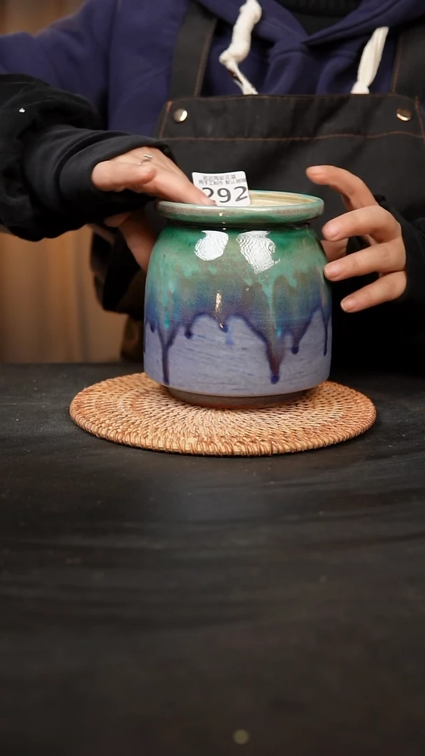 【闪购商品】瓷片292泥泥手工花盆口11高14