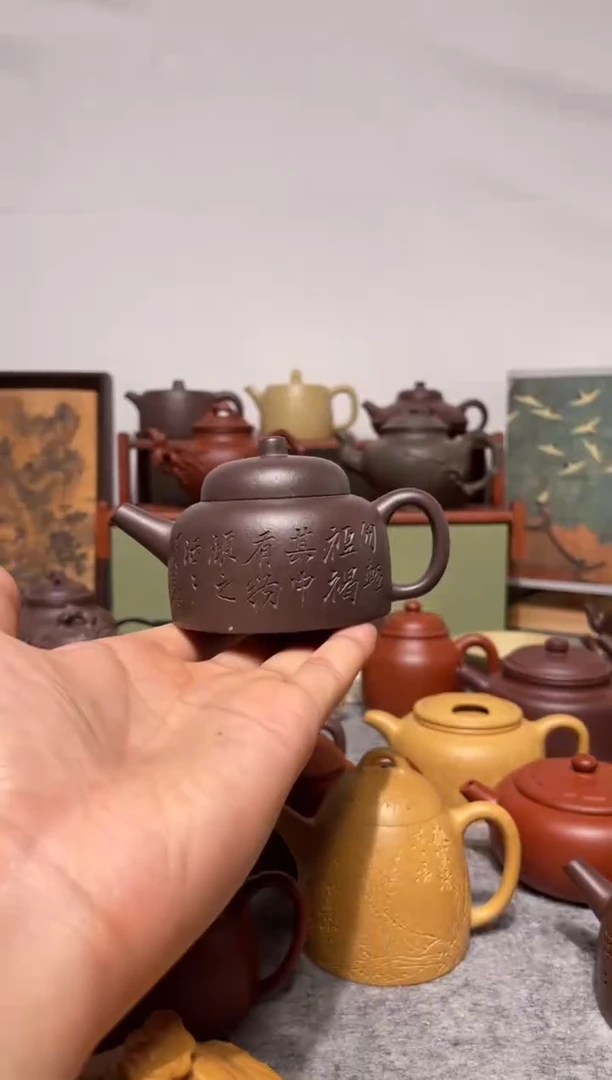 茶壶紫砂大水潭天青曼生百纳140cc  气窑