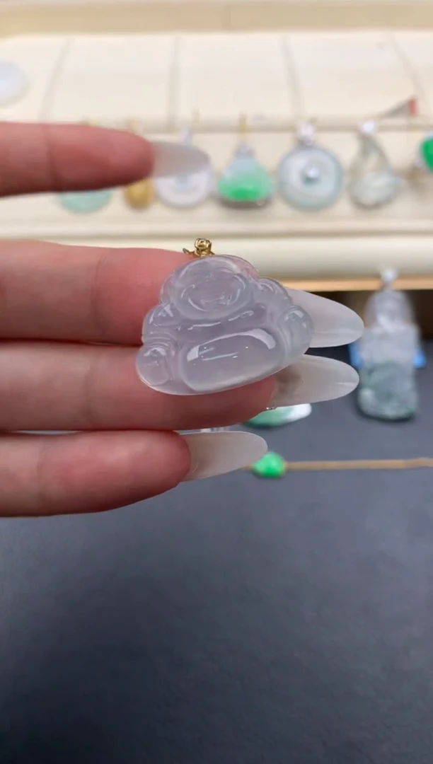 翡翠18K金镶嵌颈饰A198