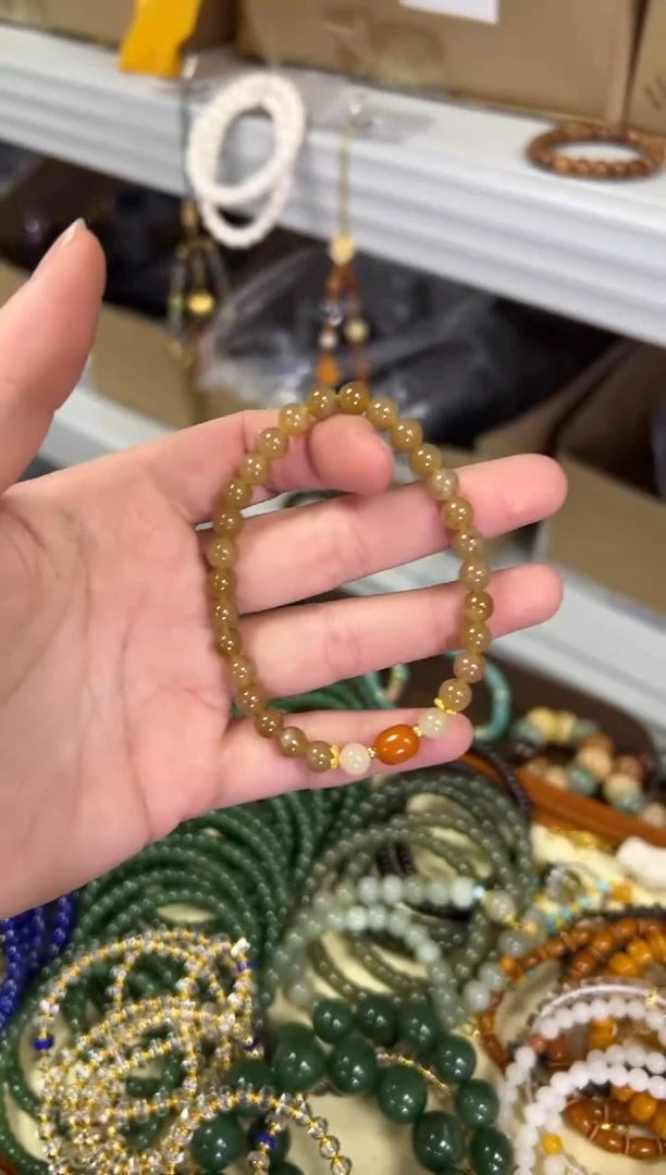 【闪购商品】和田玉手链未镶嵌和田玉糖料蜜蜡珠手链[1386]