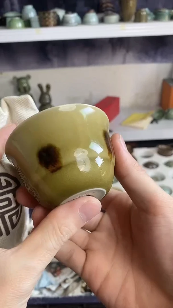 【山隐青瓷】龙窑柴烧杯子    微瑕