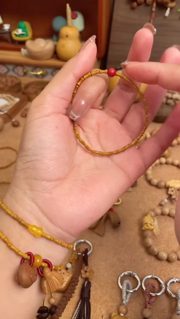 竹节手串一物一拍加红色莎莎款单圈