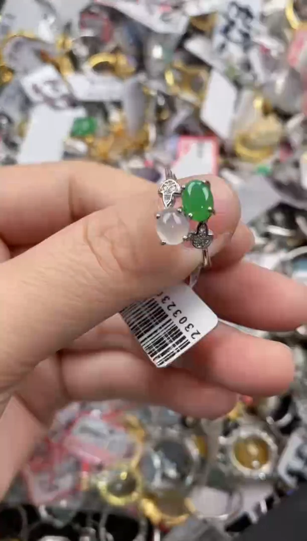 银S925镶嵌戒指翡翠555   1