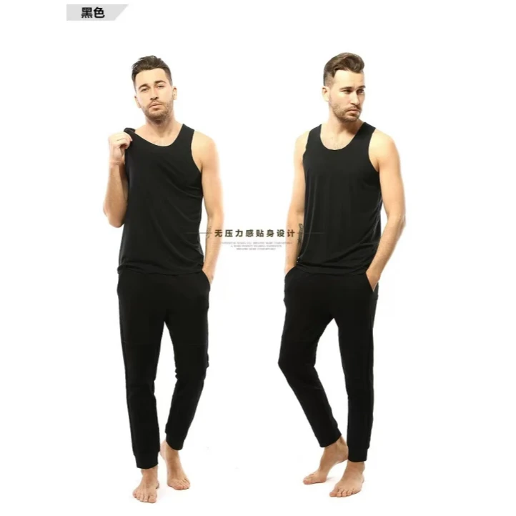 男士背心02473四季通用薄款套头圆领背心打底纯色