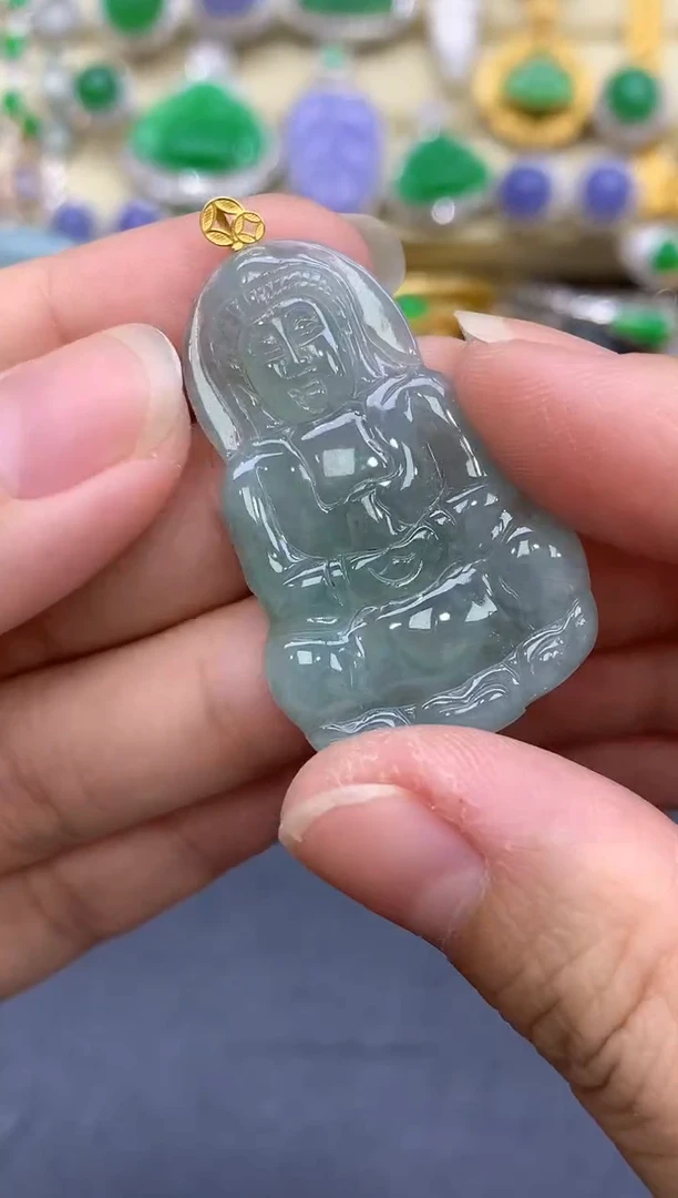 颈饰18K金镶嵌翡翠46-中国好珍宝