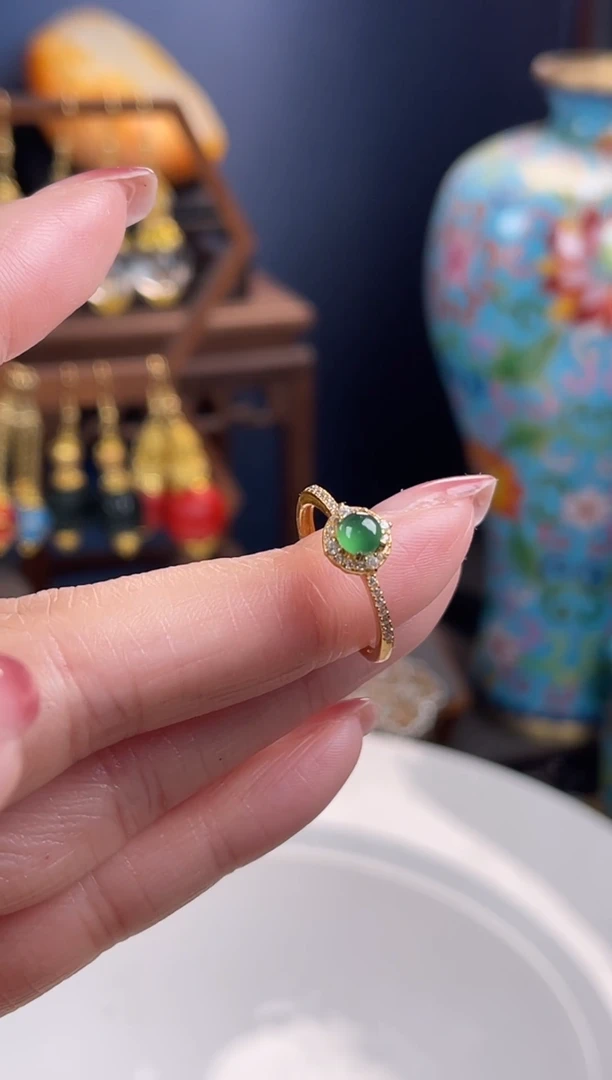 银S925镀金镶嵌挂件翡翠✨****✨，3戒指