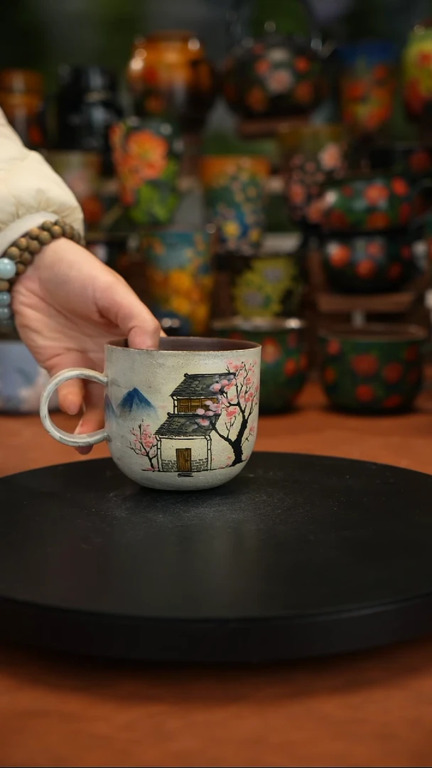 紫砂油画手绘釉下彩