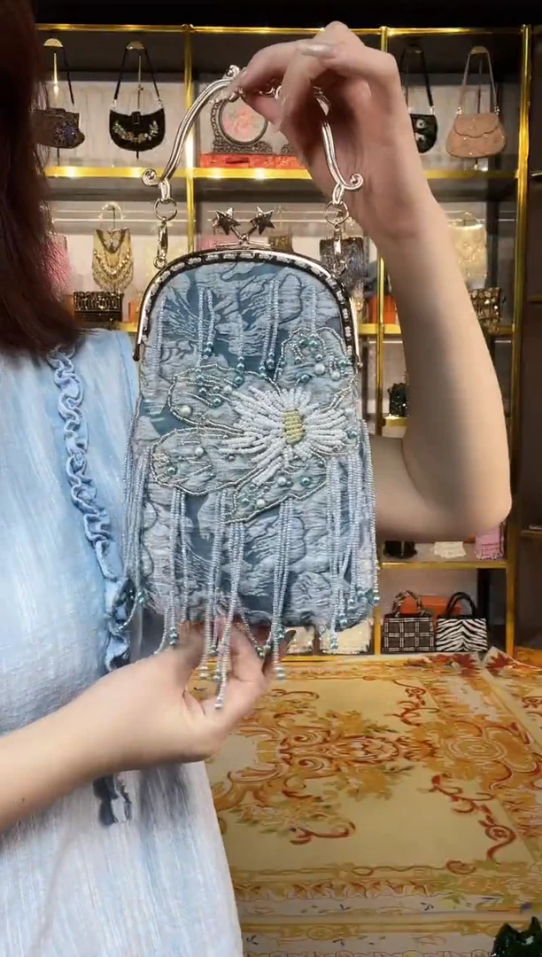 织物珠韵恒泽重工串珠手提包