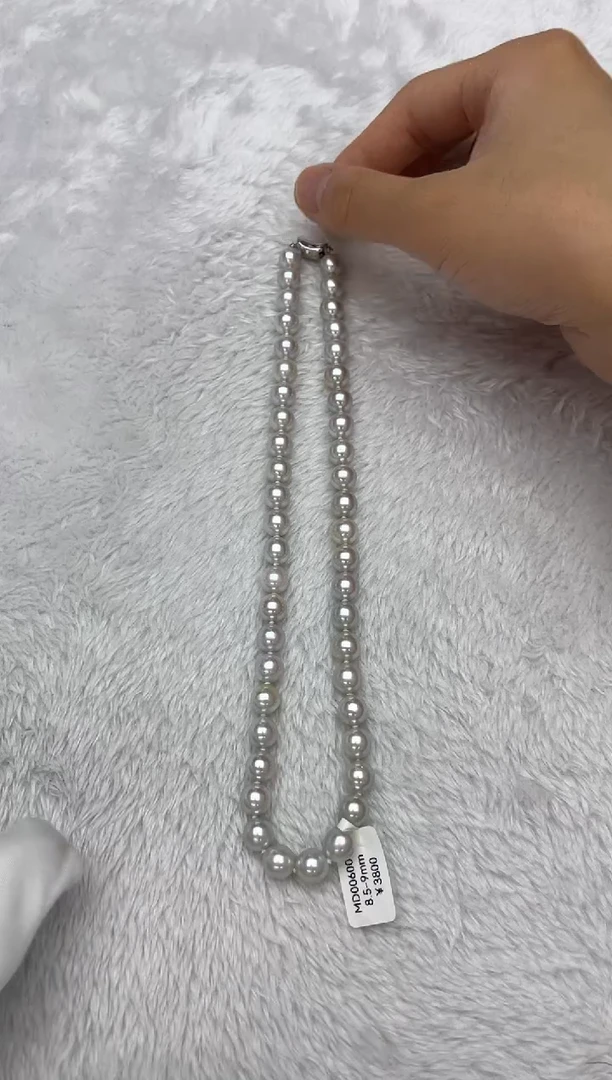 海水珍珠银S925镶嵌项链AK真多麻8.5-9mm