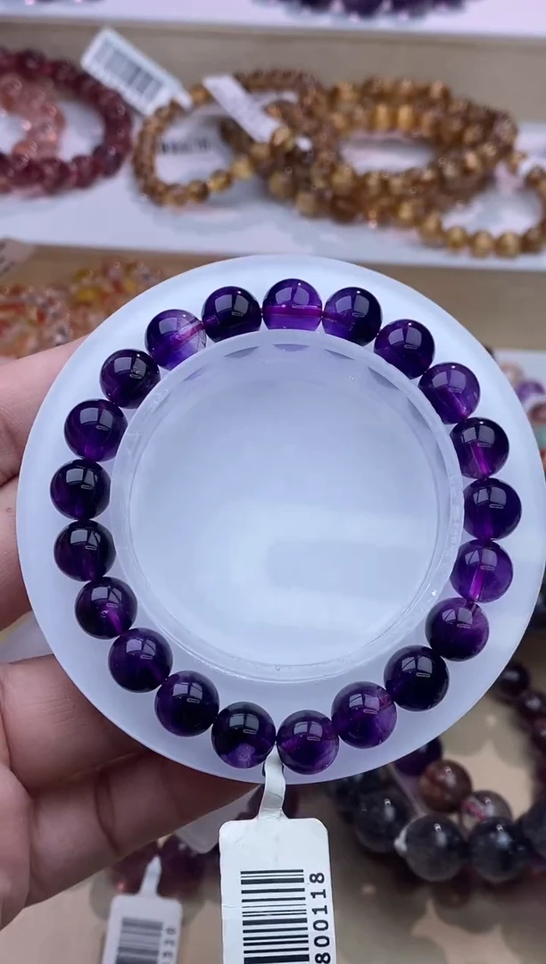 水晶手串未镶嵌紫超七9m+