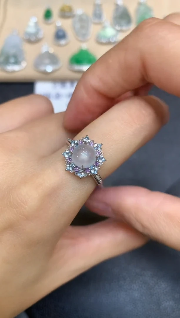 18K金镶嵌戒指翡翠蛋面【无服务费【48小时鉴赏期】