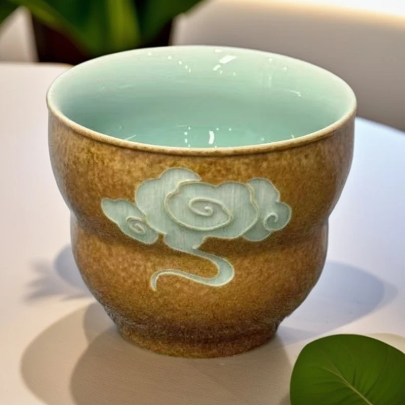 【觀文荐瓷】100ml灰釉慧语双釉葫芦祥云杯茶杯