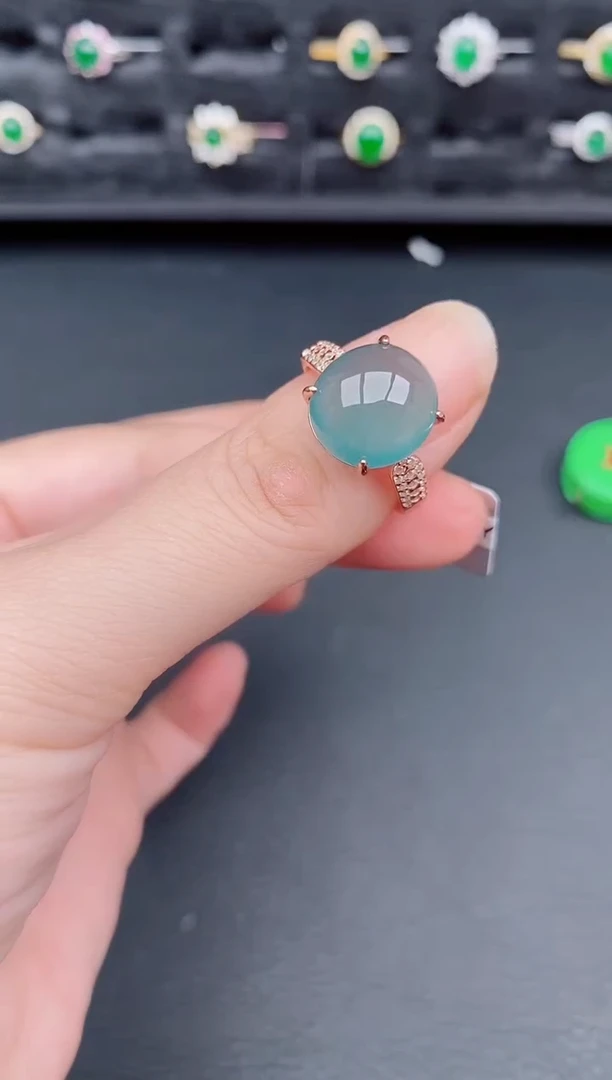 银S925镶嵌戒指翡翠天然a货翡翠150