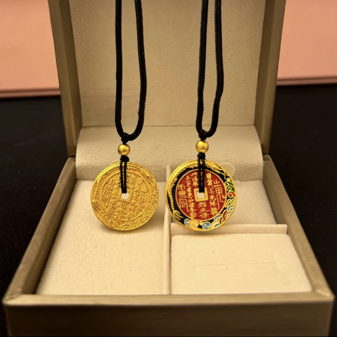 铜合金吊坠 山鬼花钱九宫八卦实心双面雕刻男女精工手工古风吊坠