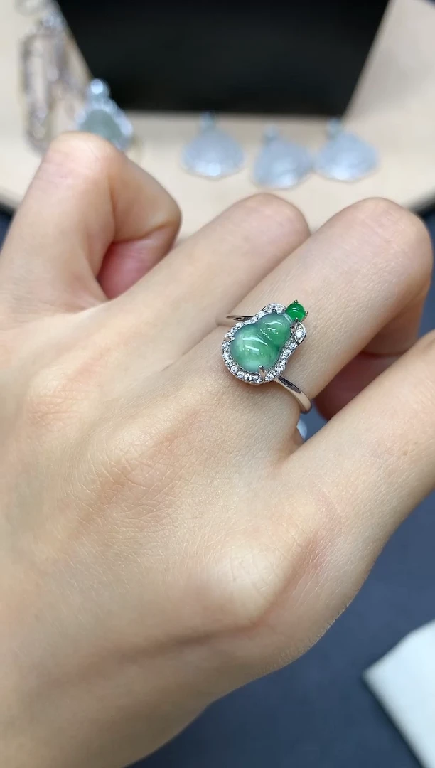 【闪购商品】翡翠戒指银S925镶嵌葫芦【多样性发其一】