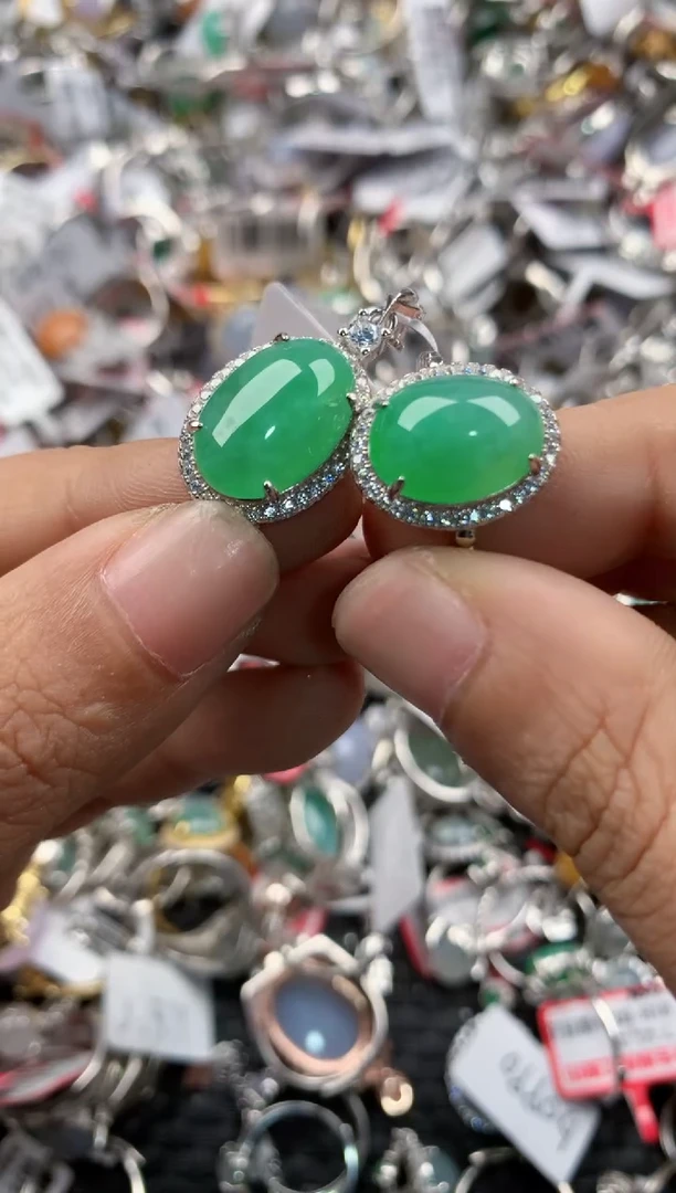 银S925镶嵌戒指翡翠12           3