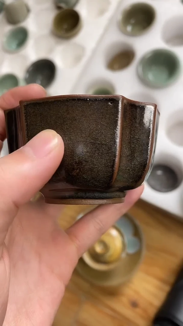 【山隐青瓷】龙窑柴烧杯子   微瑕     40cc