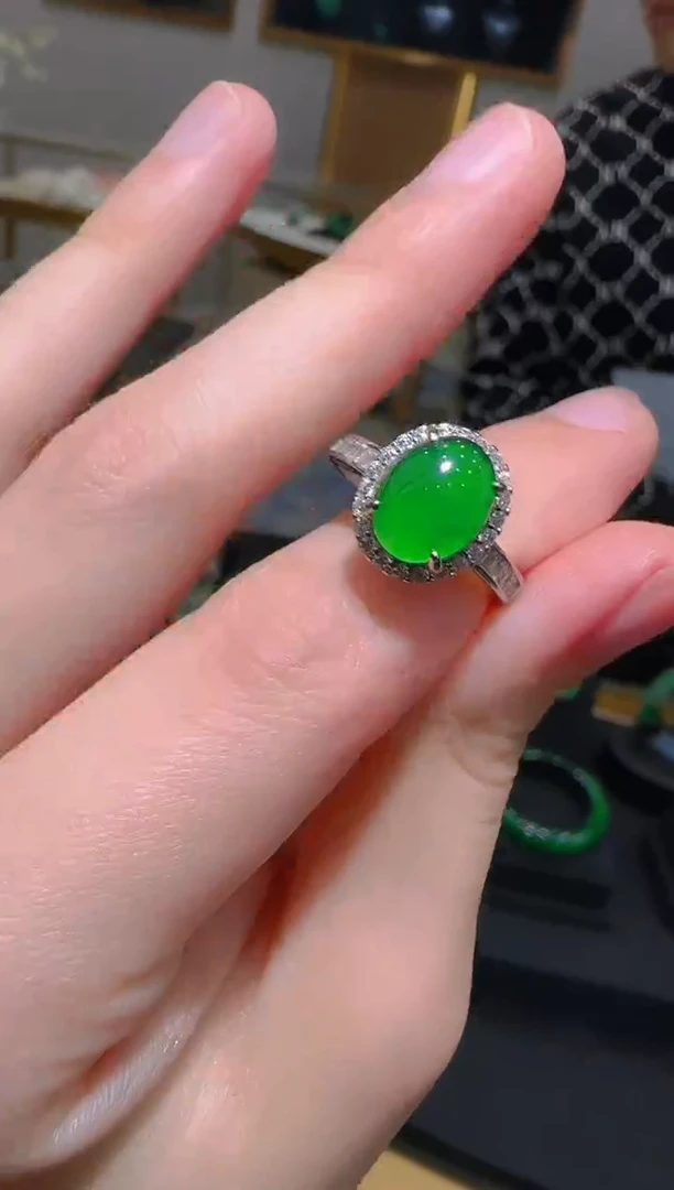 【闪购商品】翡翠戒指银S925镶嵌天然翡翠A货多样性发一件