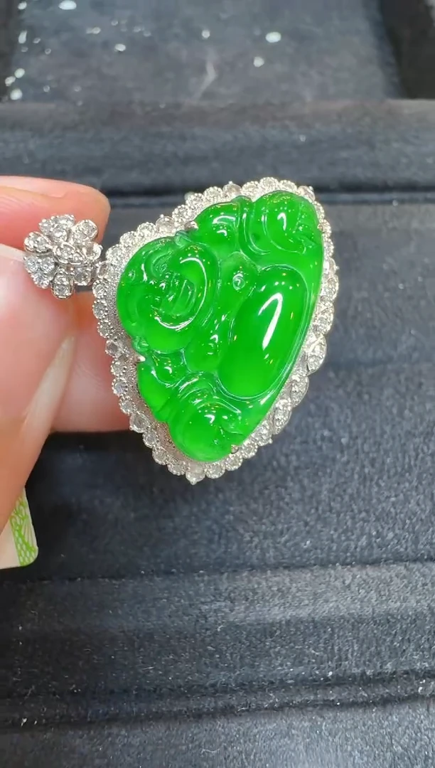 翡翠18K金镶嵌吊坠(不含链)多样性团购发一件