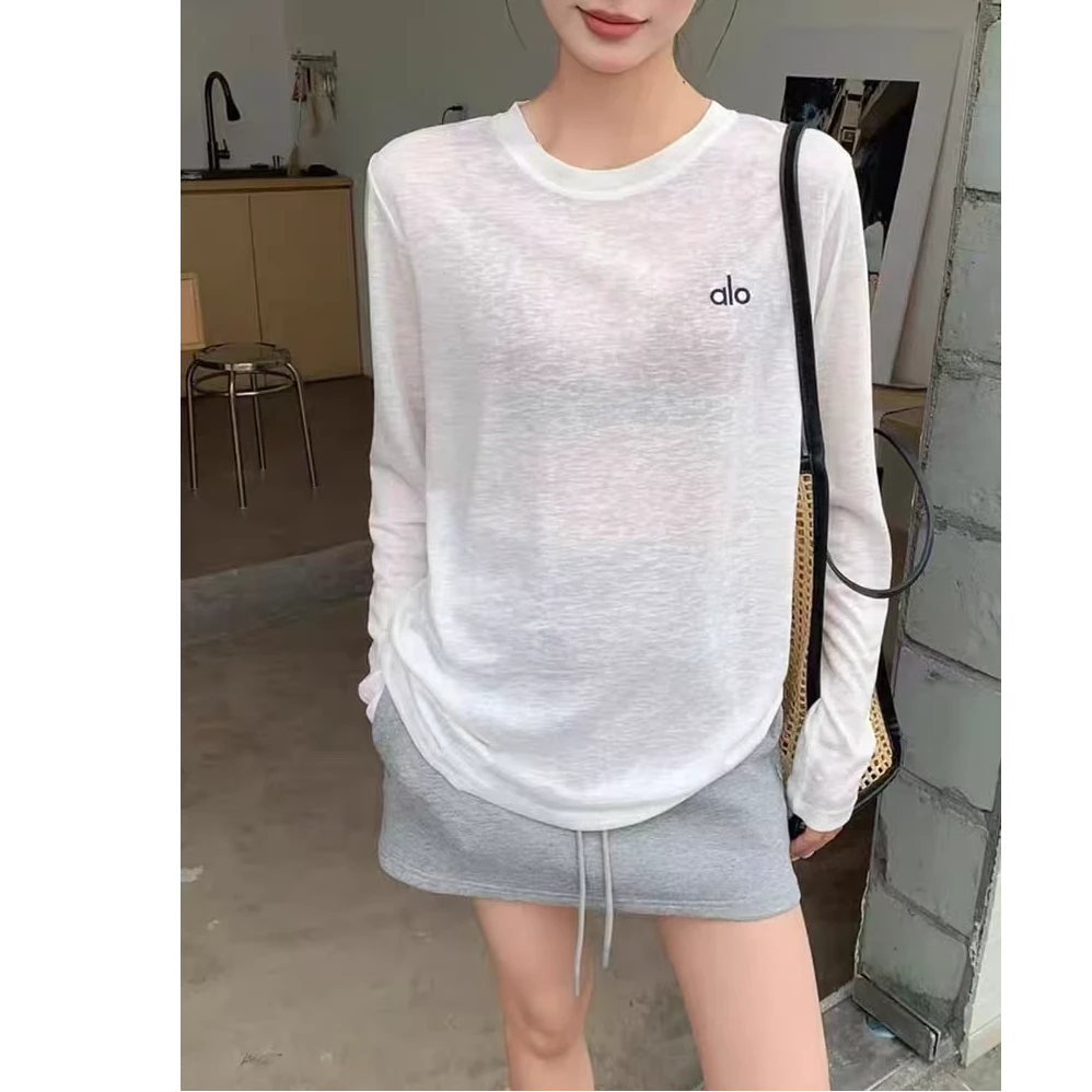 防晒衣女夏季薄款宽松简约字母印花长袖t恤洋气绝美罩衫百搭上衣