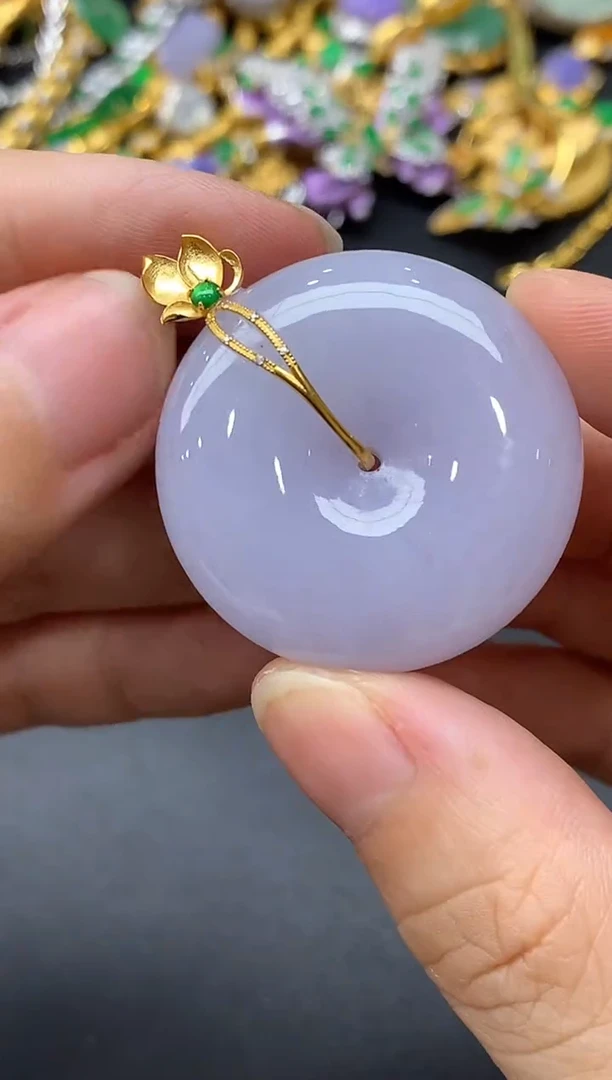 颈饰18K金镶嵌翡翠339-中国好珍宝