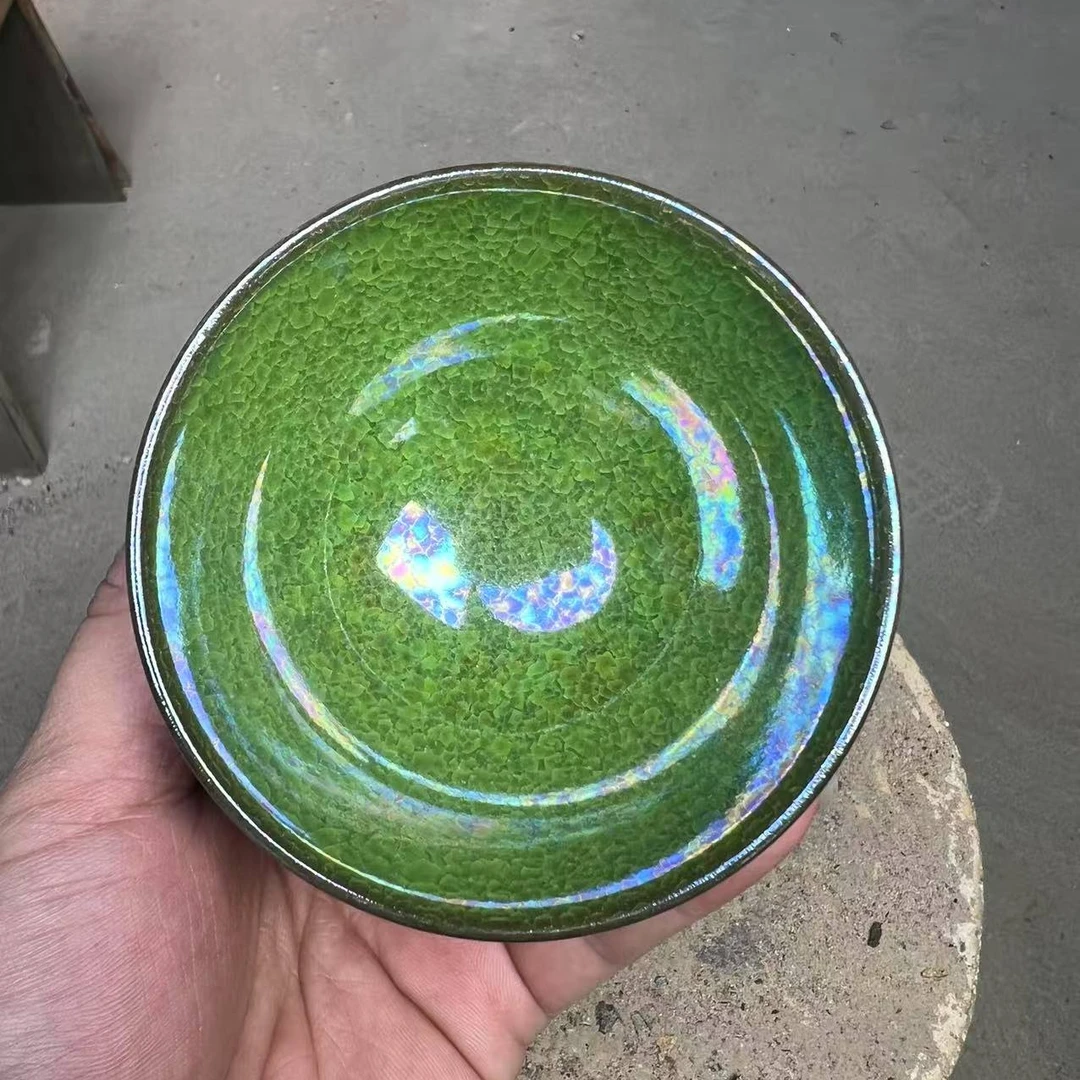 高端茶器 帝王绿冰花七彩曜变天目 柴烧