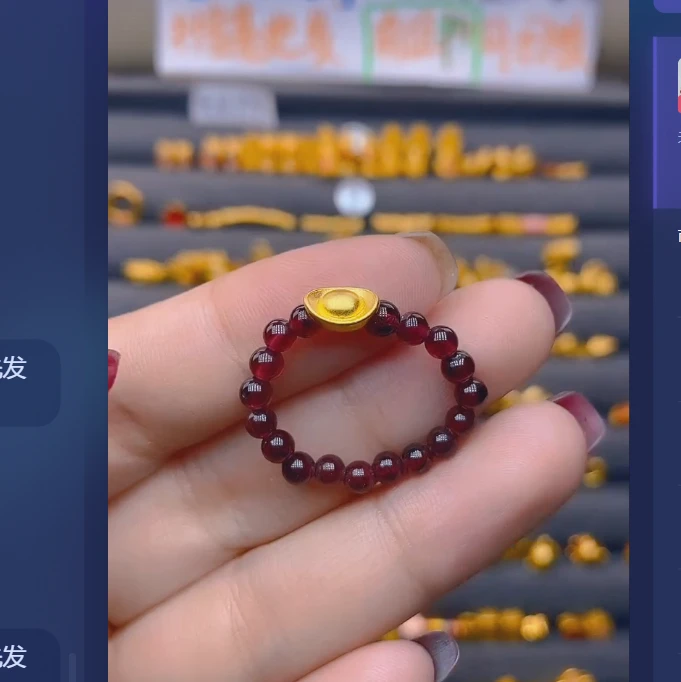 足金999古法元宝石 榴石戒指A101