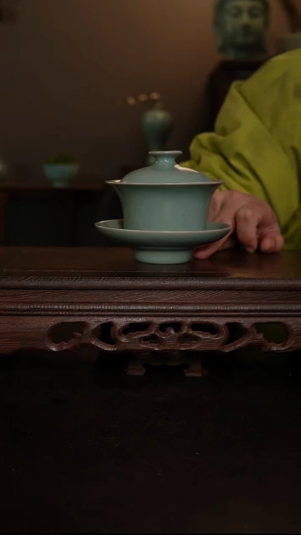 摆件陶原产地原矿仿古釉手工马蹄盖碗