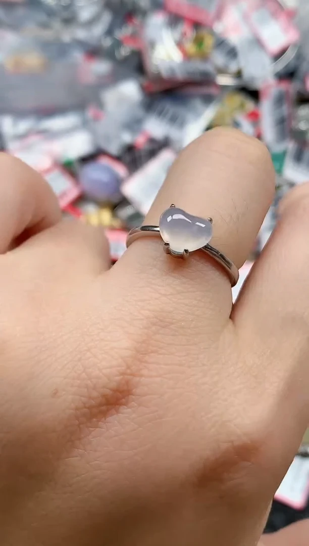 银S925镶嵌戒指翡翠天然A货缅甸翡翠