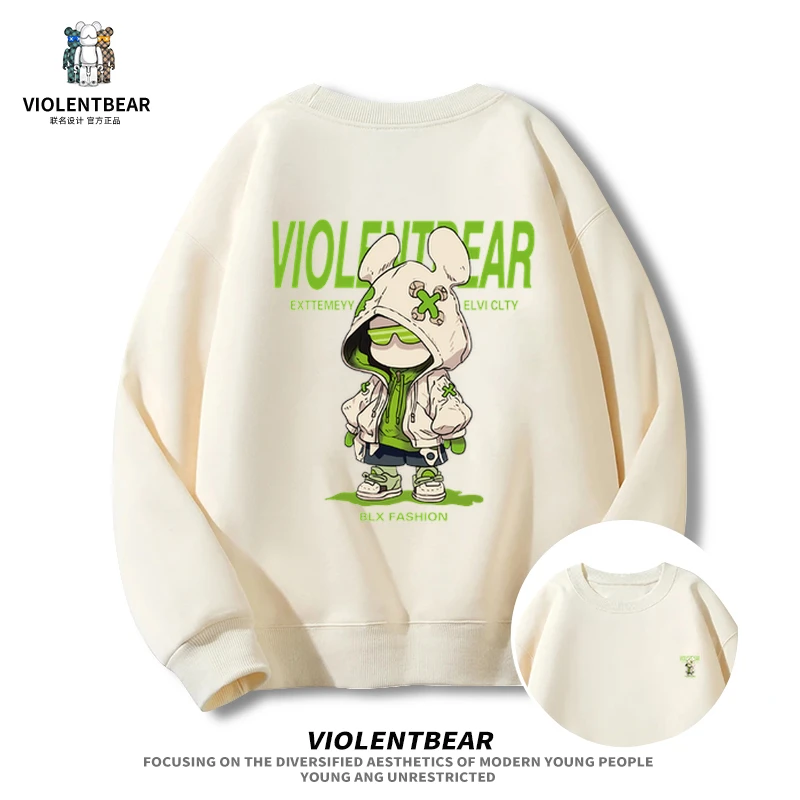 暴力熊2024新款长袖卫衣男秋冬款潮流印花秋冬套头上衣打底衫