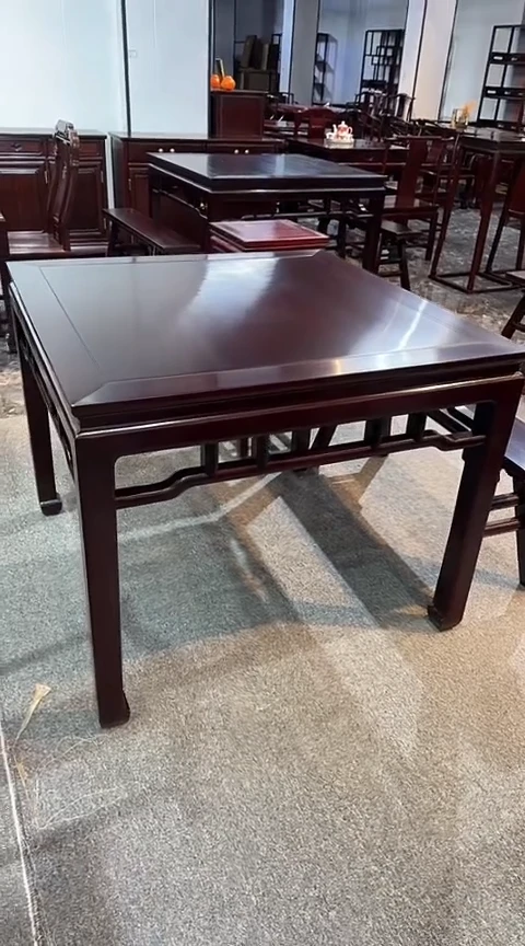 黑酸枝木类家具98x98x80四方桌+长条凳4个